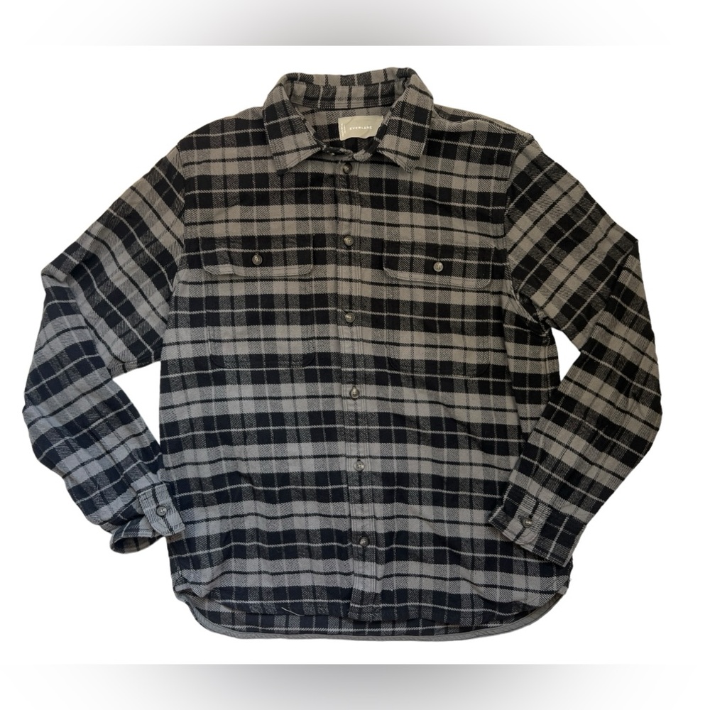 Everlane Mens Overshirt Uniform The Heavyweight Pewter Plaid Button Up Large L